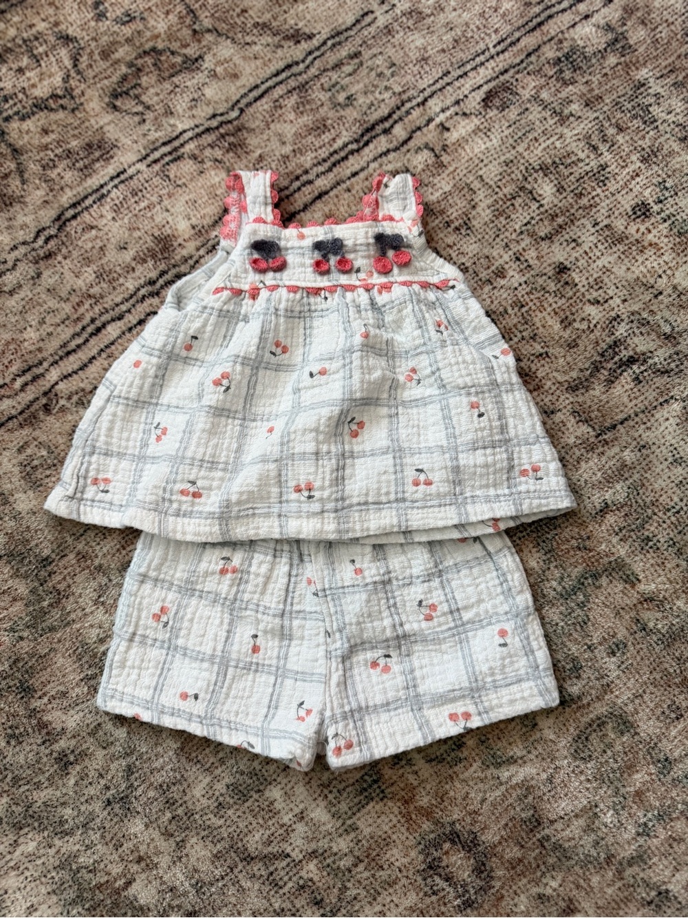 Kids White & Pink Cherry Print  Set